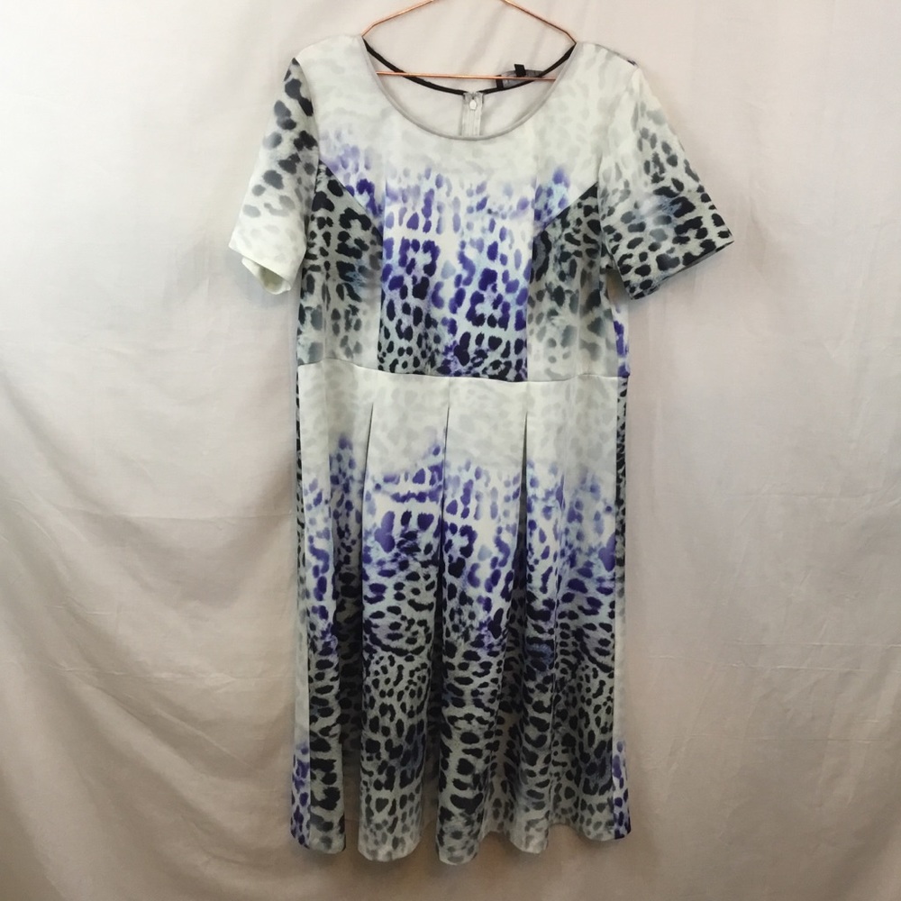 Eloquii Sz 18 Watercolor Animal Print Fit n Flare
